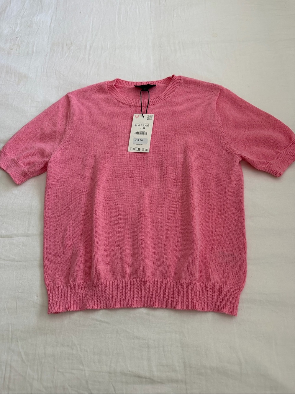 Zara Coral Pink Ribbed Crewneck Sweater